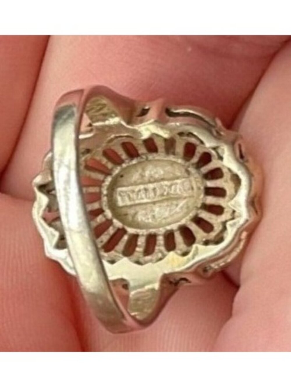 Vintage Sterling Silver Marcasite Filigree Ring Sz 6.5 Intricate Design Womens - Picture 3 of 4